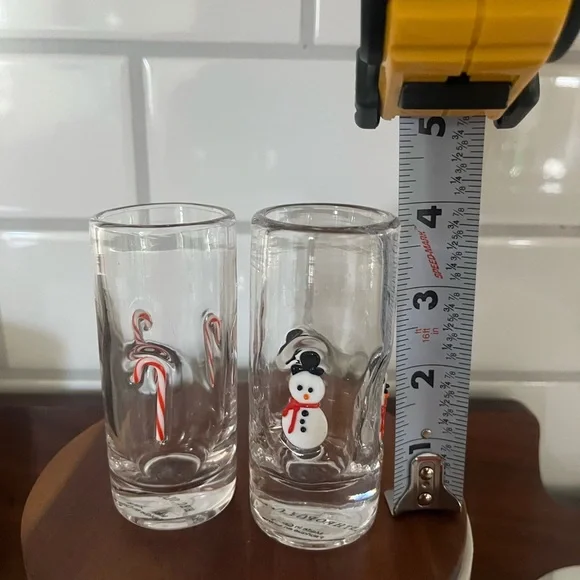 Anthropologie Snowman and Candy Cane Holiday Icon Shot Glasses - Picture 2 of 2
